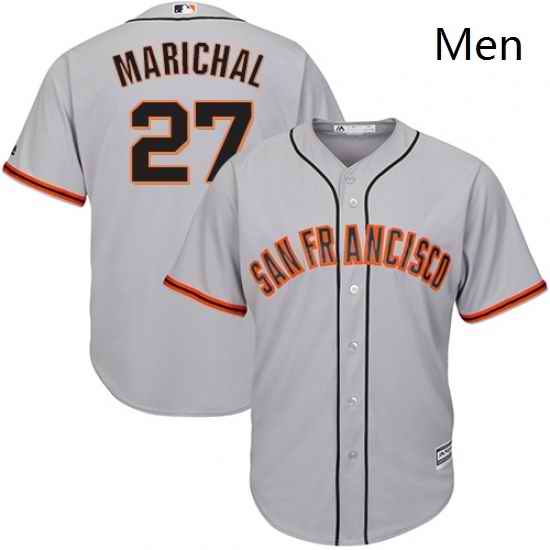 Mens Majestic San Francisco Giants 27 Juan Marichal Replica Grey Road Cool Base MLB Jersey